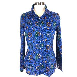 J. Crew paisley blue blouse M